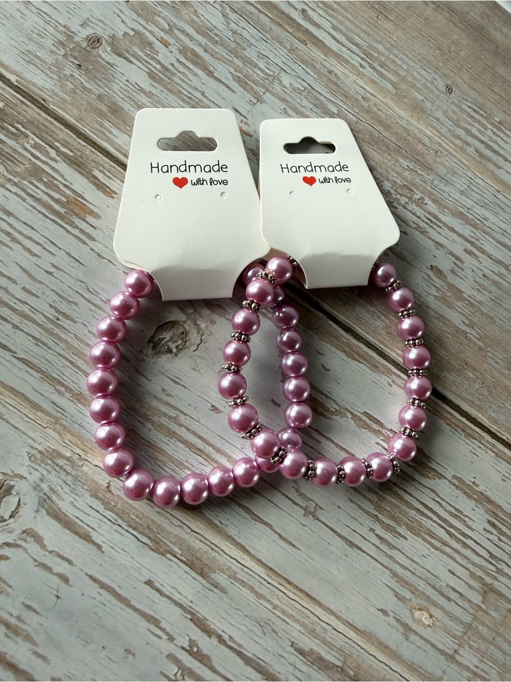 Pink Pearl Stretch Bracelets - Set of 2